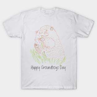 Happy groundhog day cute colorful holiday t-shirt T-Shirt